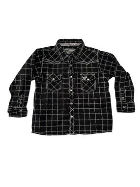 Cowboy Hardware Boys Western Pearl Snap Shirt Black Barbed Wire Print Rodeo 4T